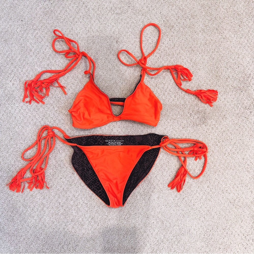 acacia swimwear Orange Tie-Side Bikini Set